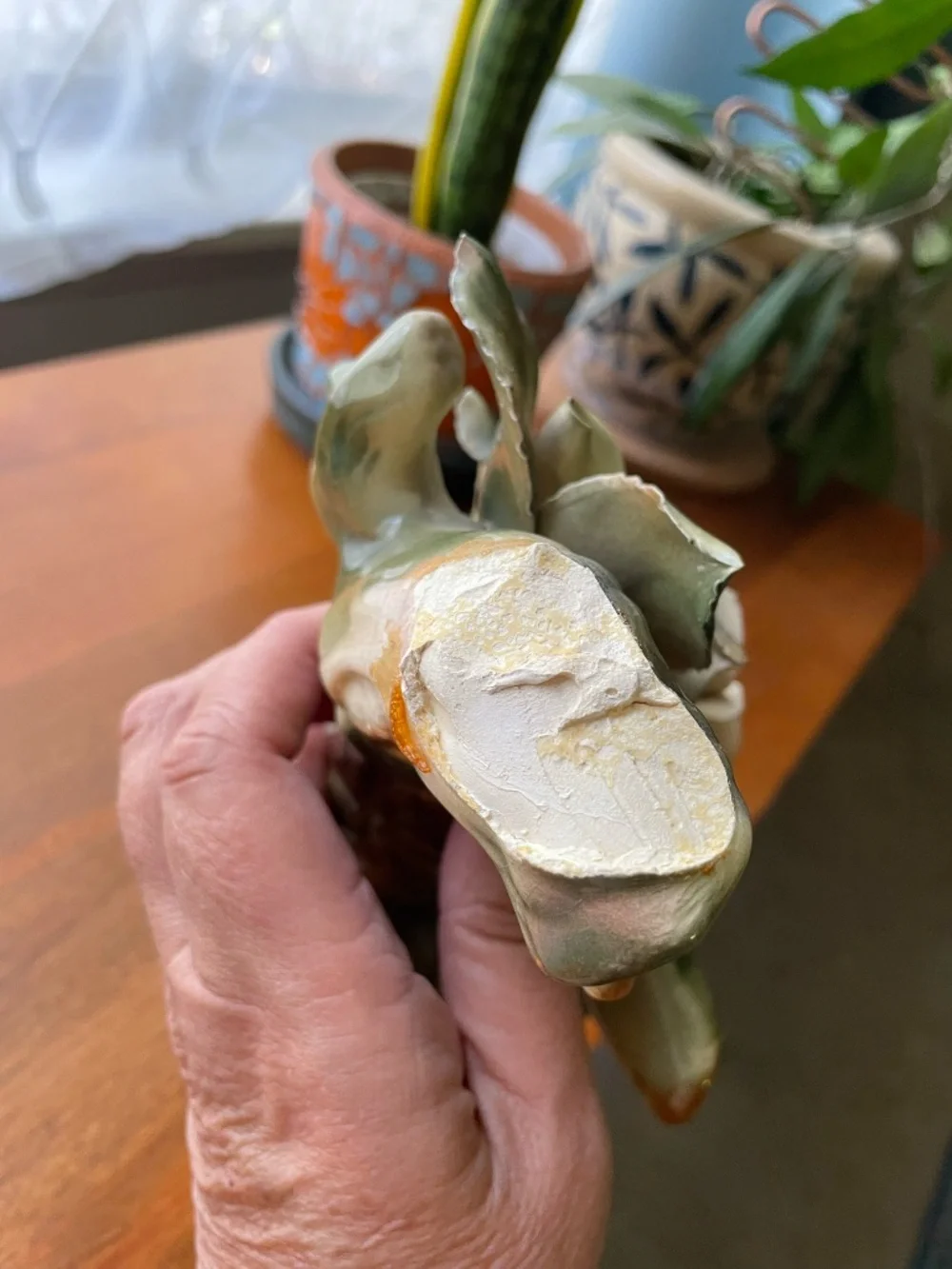 Wm Maddux California Pottery Pink Cockatoo on Stump with Magnolia Flower (broken